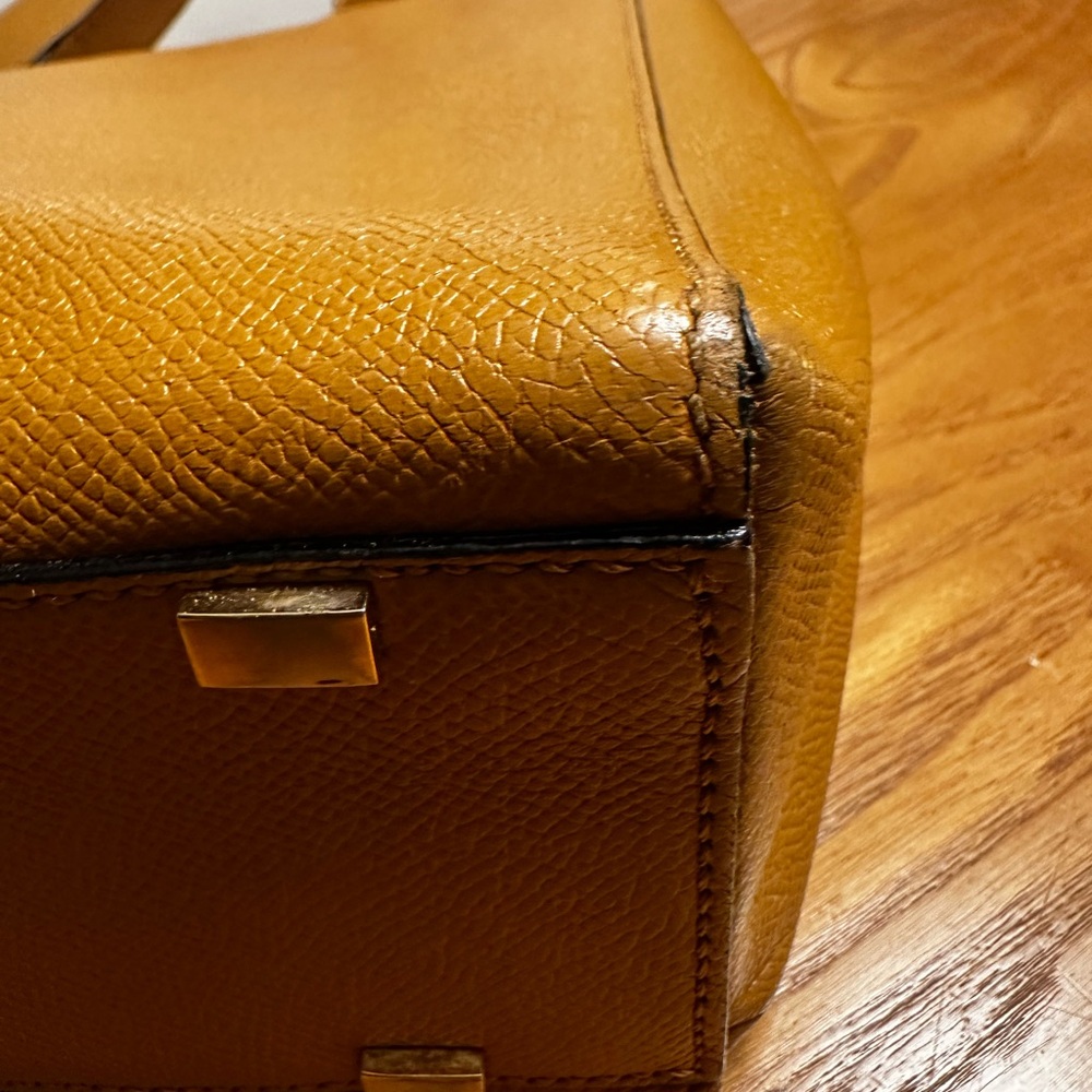 Celine Goldenrod Leather Square Tote Bag w/Crossbody Strap - Picture 10 of 15